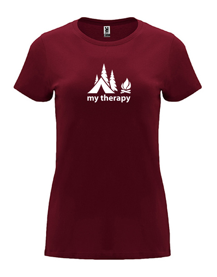 Dámské tričko s potiskem My therapy granátová