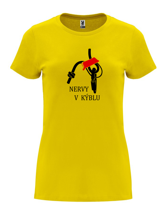 Dámské tričko s potiskem Nervy v kýblu žlutá