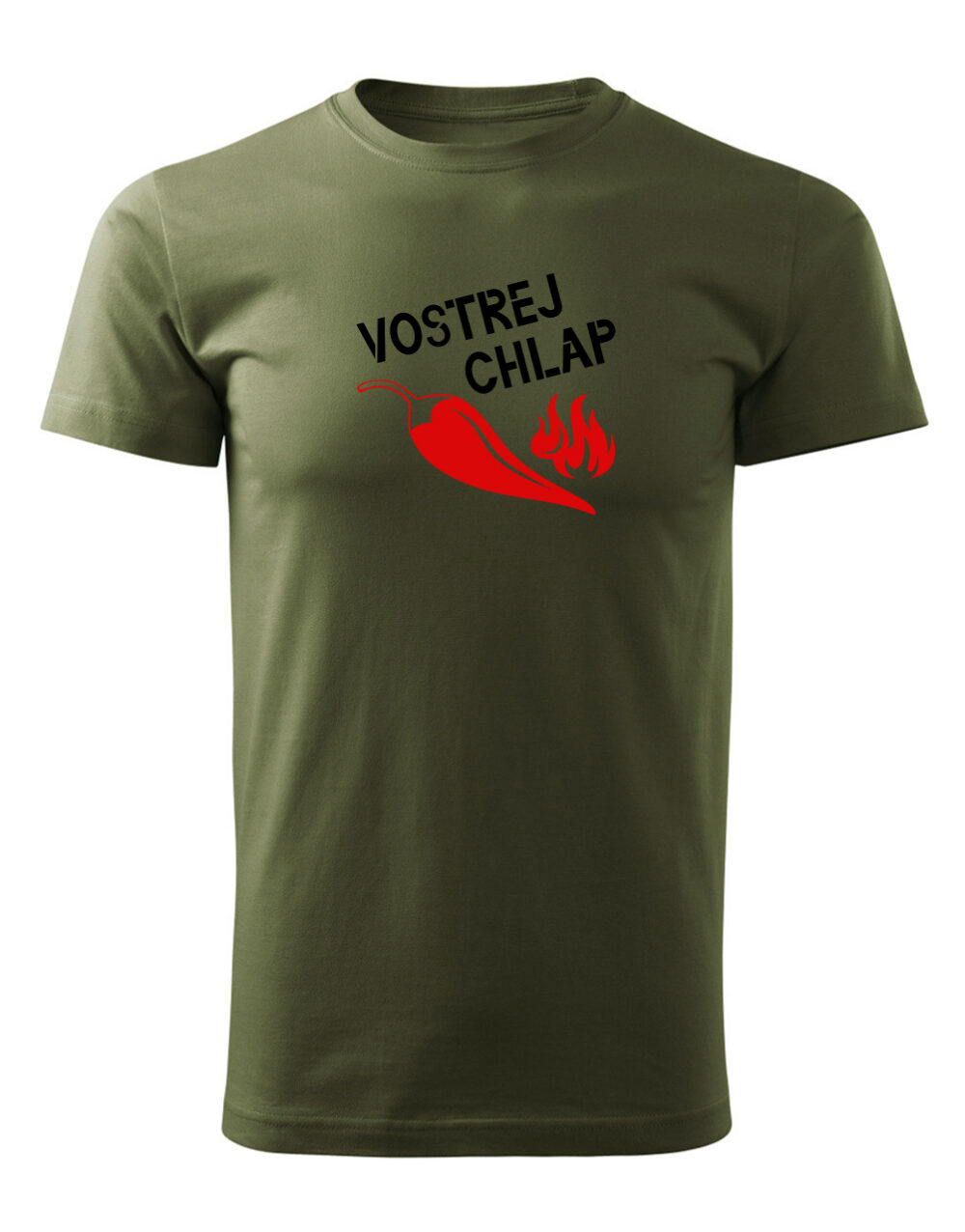 Pánské tričko s potiskem Vostrej chlap vojenská zelená