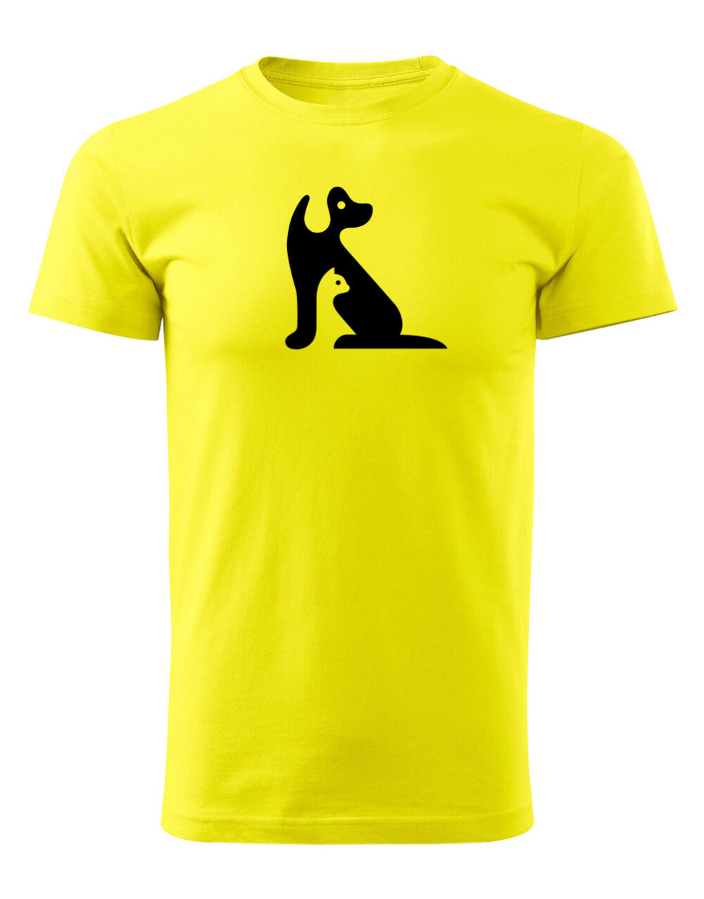 Pánské tričko s potiskem Kočka a pes žlutá