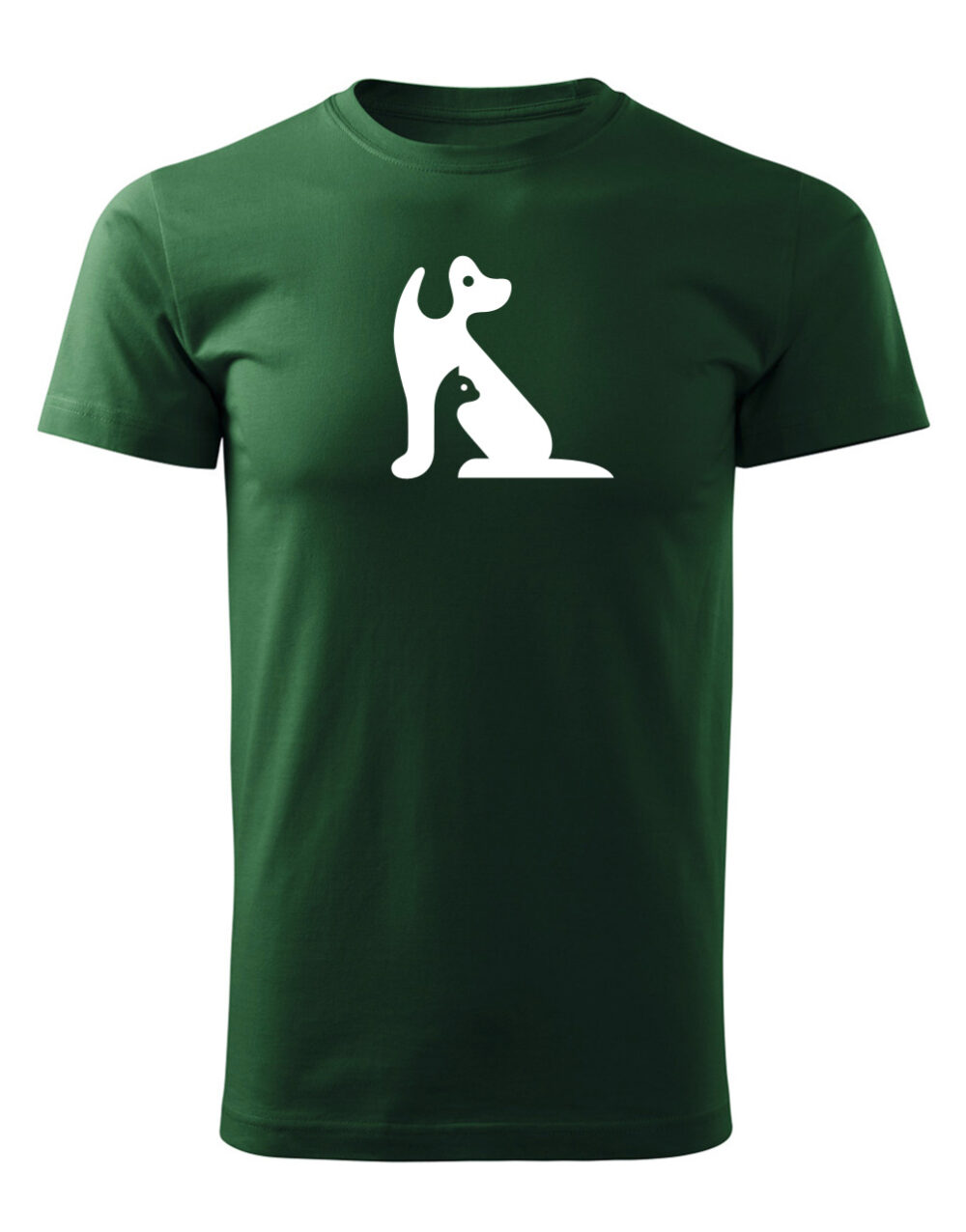 Pánské tričko s potiskem Kočka a pes lahvově zelená