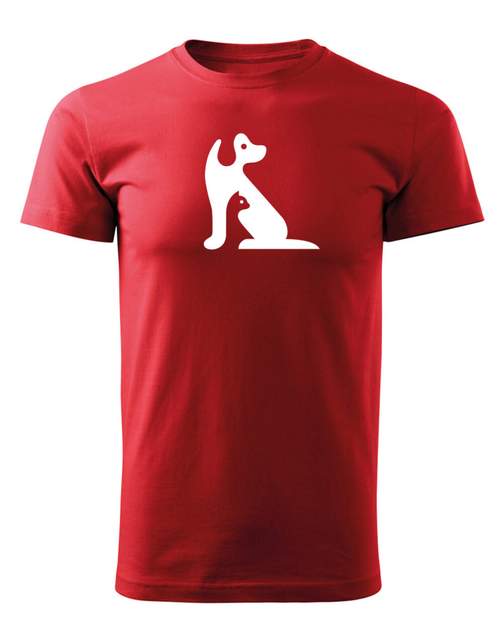Pánské tričko s potiskem Kočka a pes červená