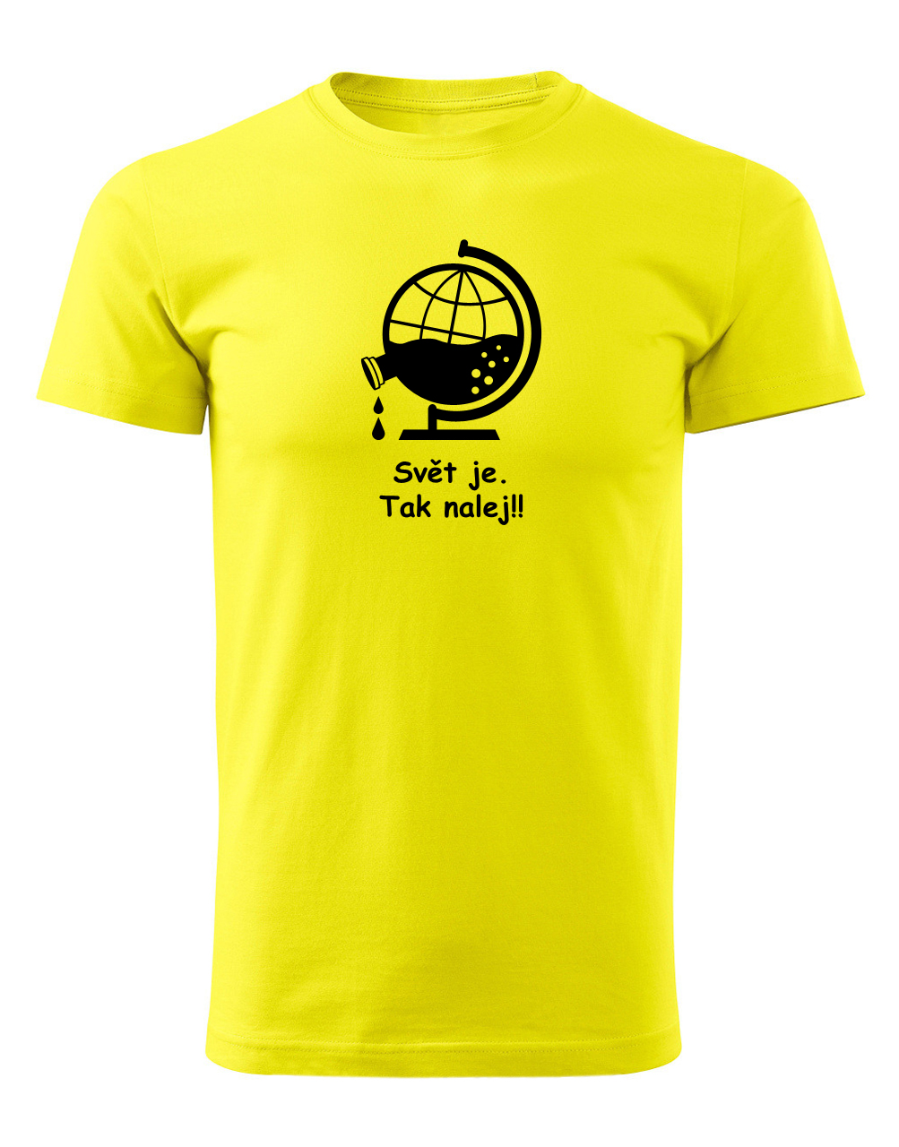 Pánské tričko s potiskem Svět je žlutá