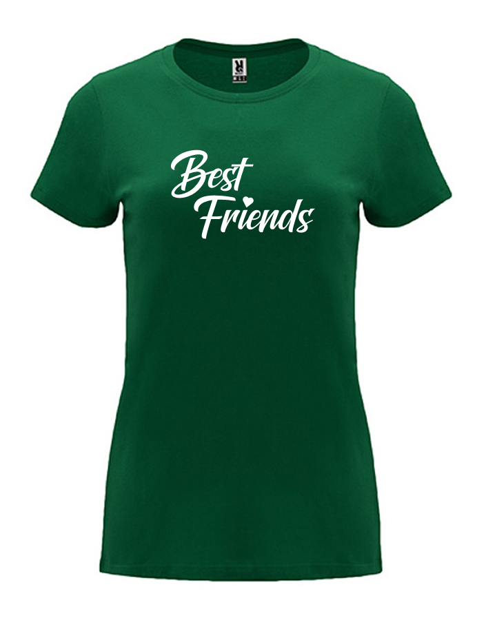 Dámské tričko s potiskem Best Friends lahvově zelená