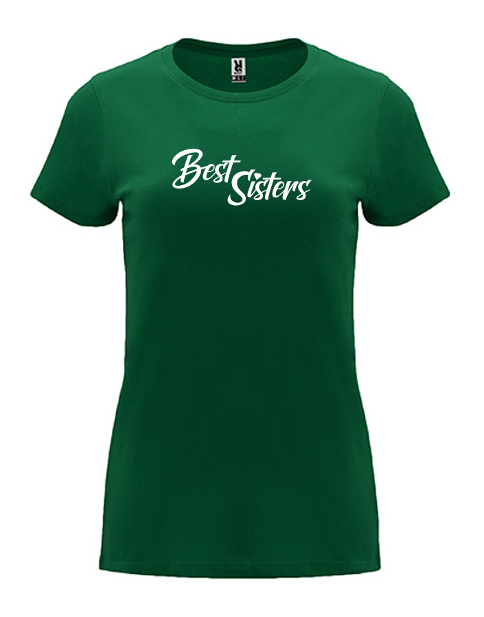 Dámské tričko s potiskem Best Sisters lahvově zelená