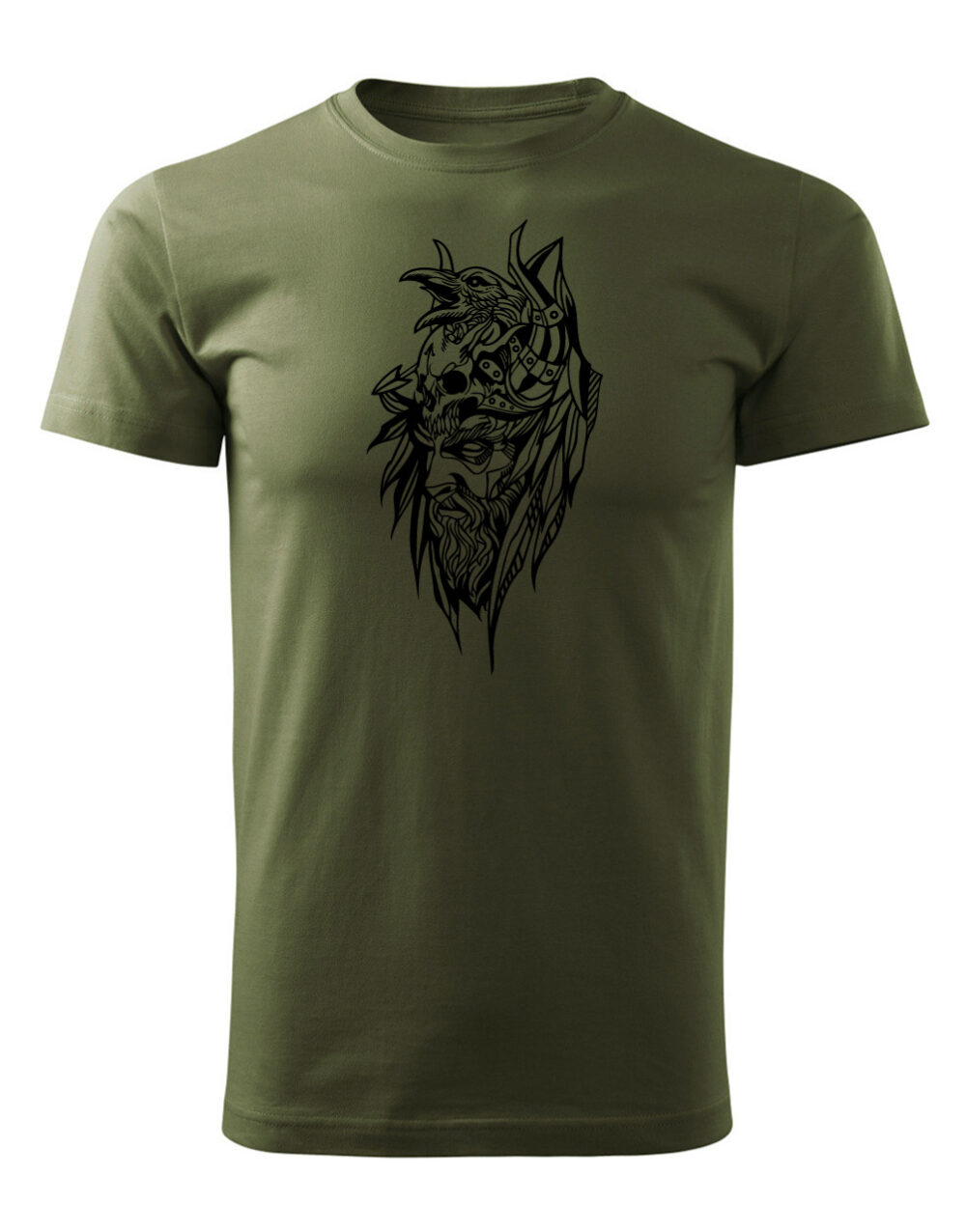 Pánské tričko s potiskem Bojovník vojenská zelená