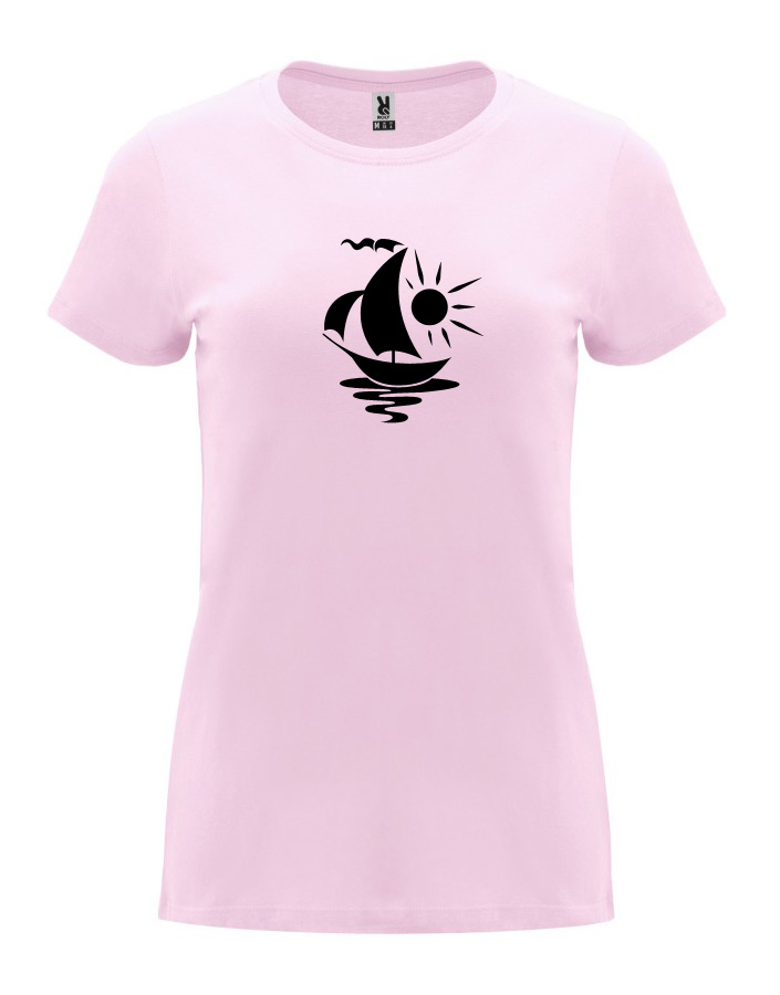 Dámské tričko s potiskem Loďka světle růžová