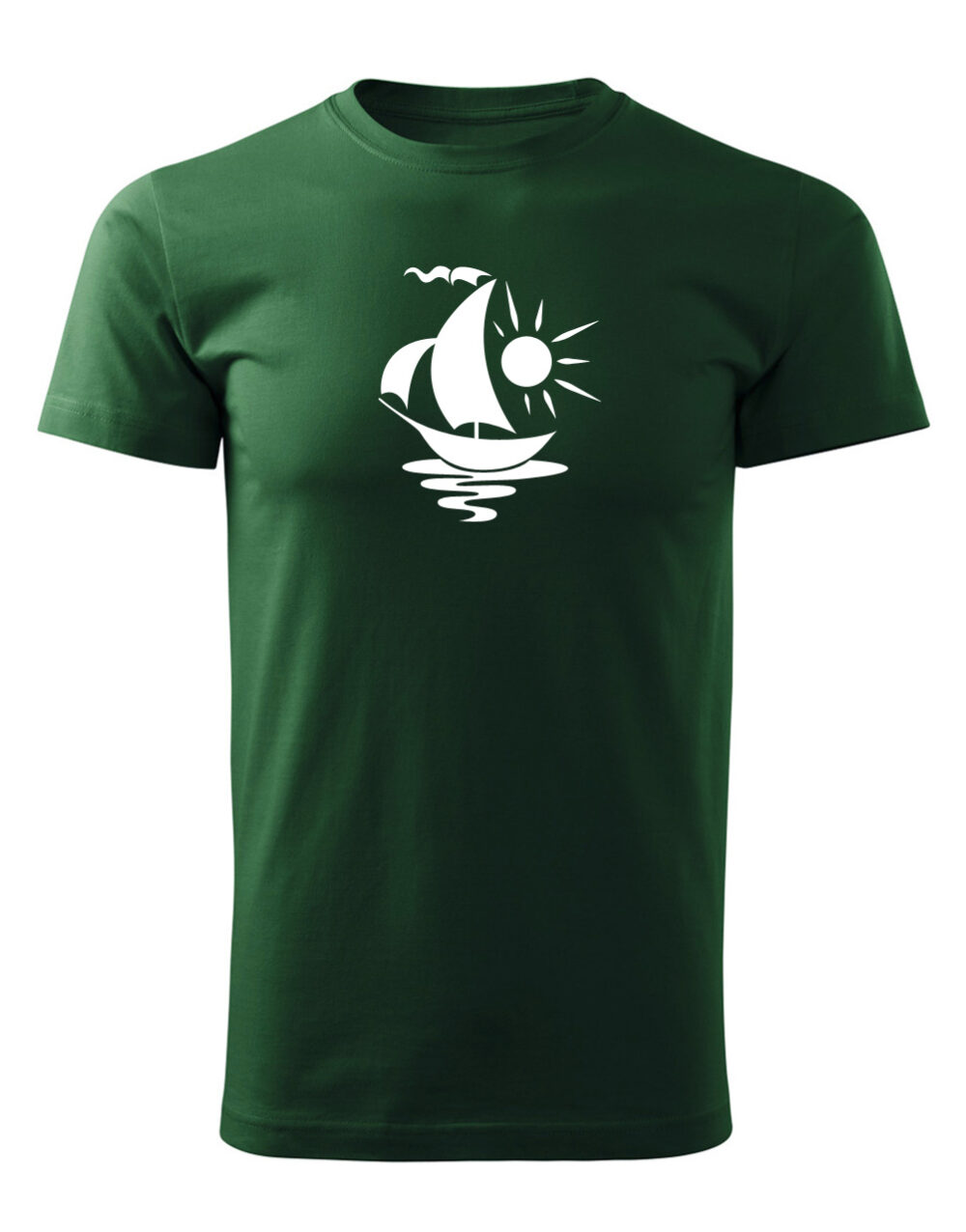 Pánské tričko s potiskem Loďka lahvově zelená