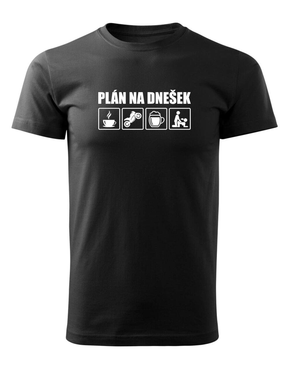 Pánské tričko s potiskem Plán na dnešek černá
