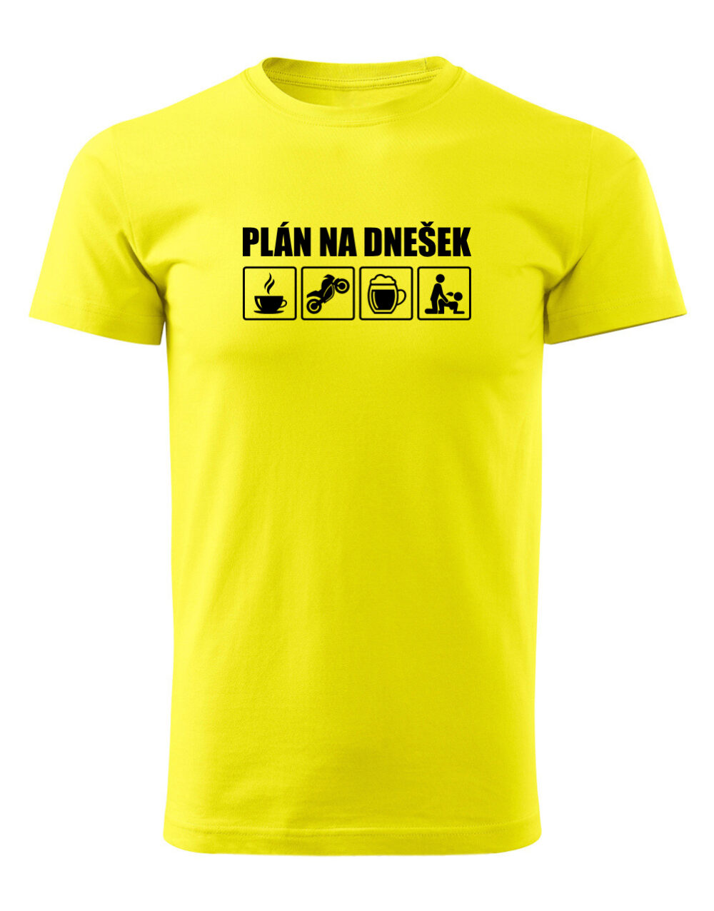 Pánské tričko s potiskem Plán na dnešek žlutá