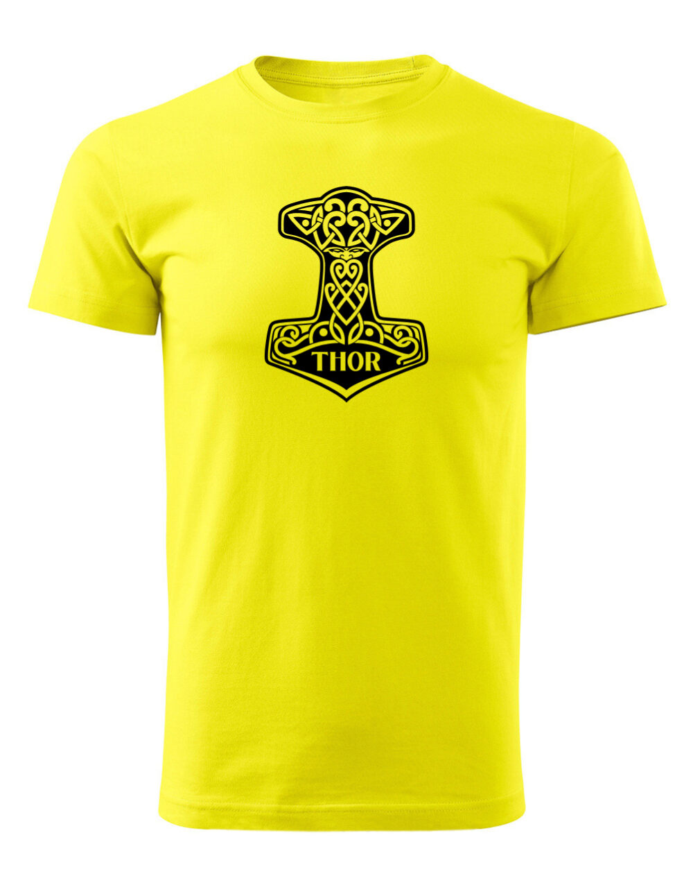 Pánské tričko s potiskem Thorovo kladivo žlutá