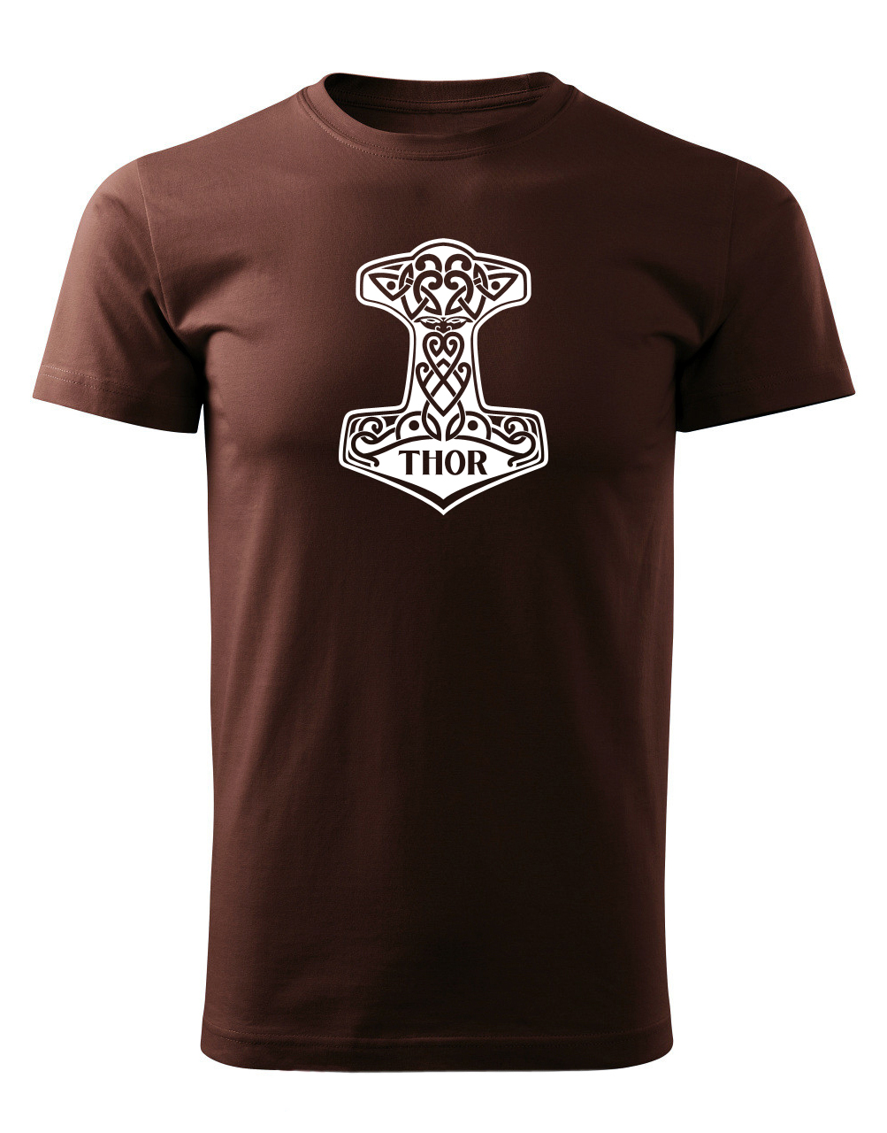 Pánské tričko s potiskem Thorovo kladivo čokoládová