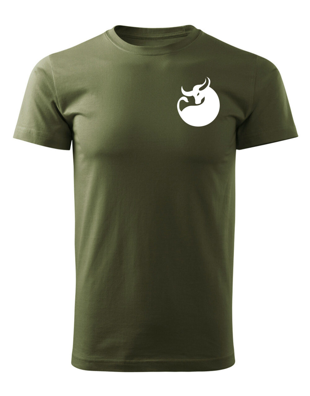 Pánské tričko s potiskem Býk vojenská zelená