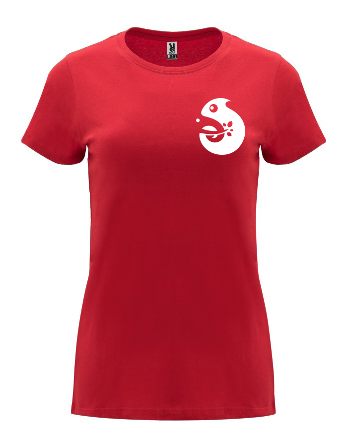 Dámské tričko s potiskem Chameleon červená