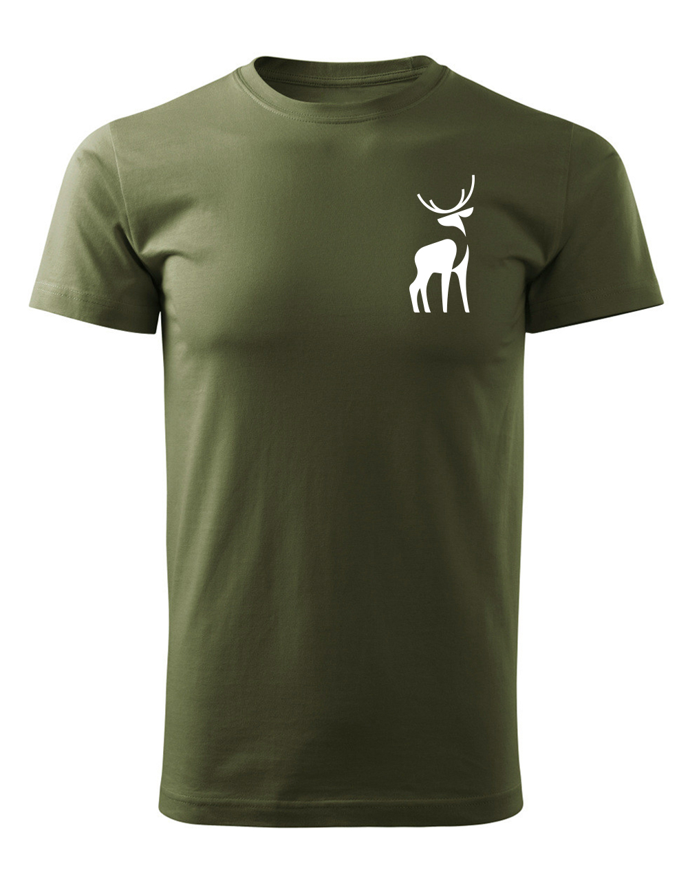 Pánské tričko s potiskem Jelen vojenská zelená