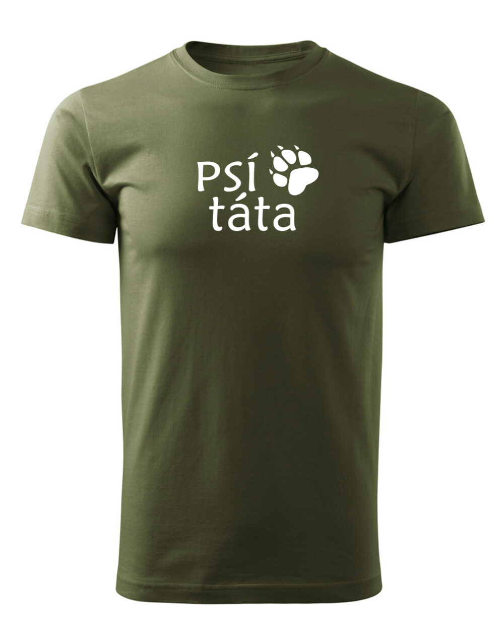 Pánské tričko s potiskem Psí táta vojenská zelená