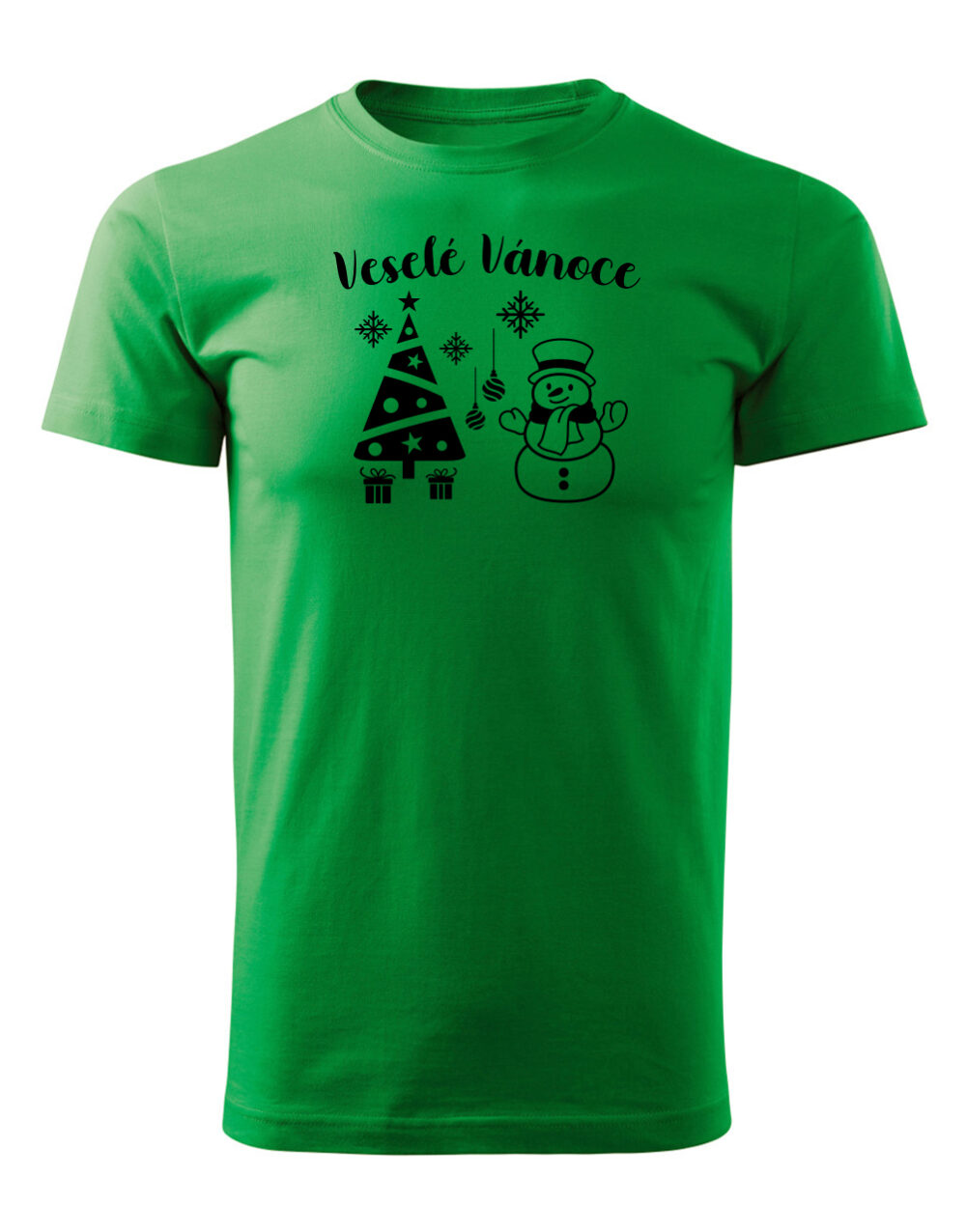Pánské tričko s potiskem Veselé vánoce světle zelená