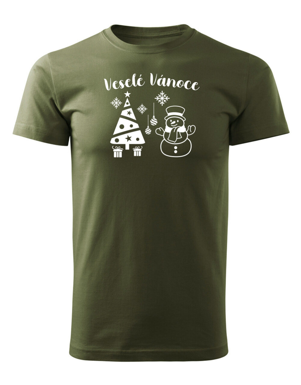 Pánské tričko s potiskem Veselé vánoce vojenská zelená