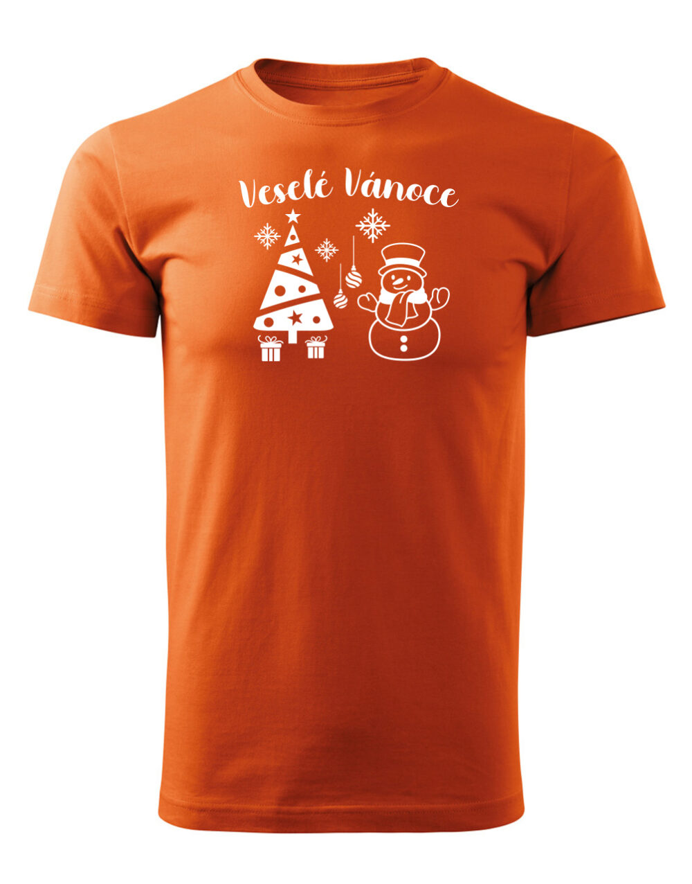 Pánské tričko s potiskem Veselé vánoce oranžová