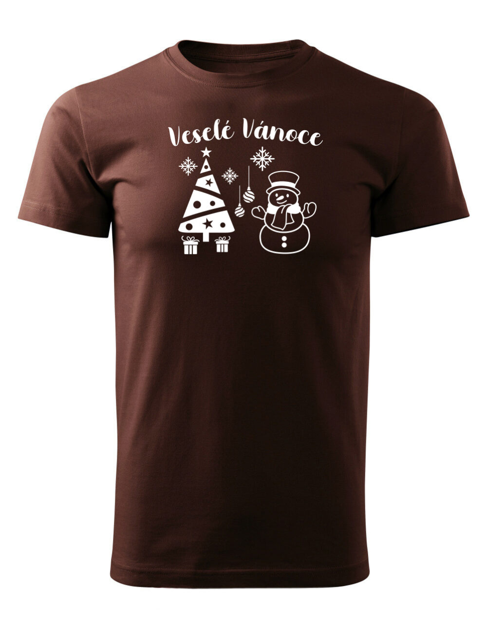Pánské tričko s potiskem Veselé vánoce čokoládová