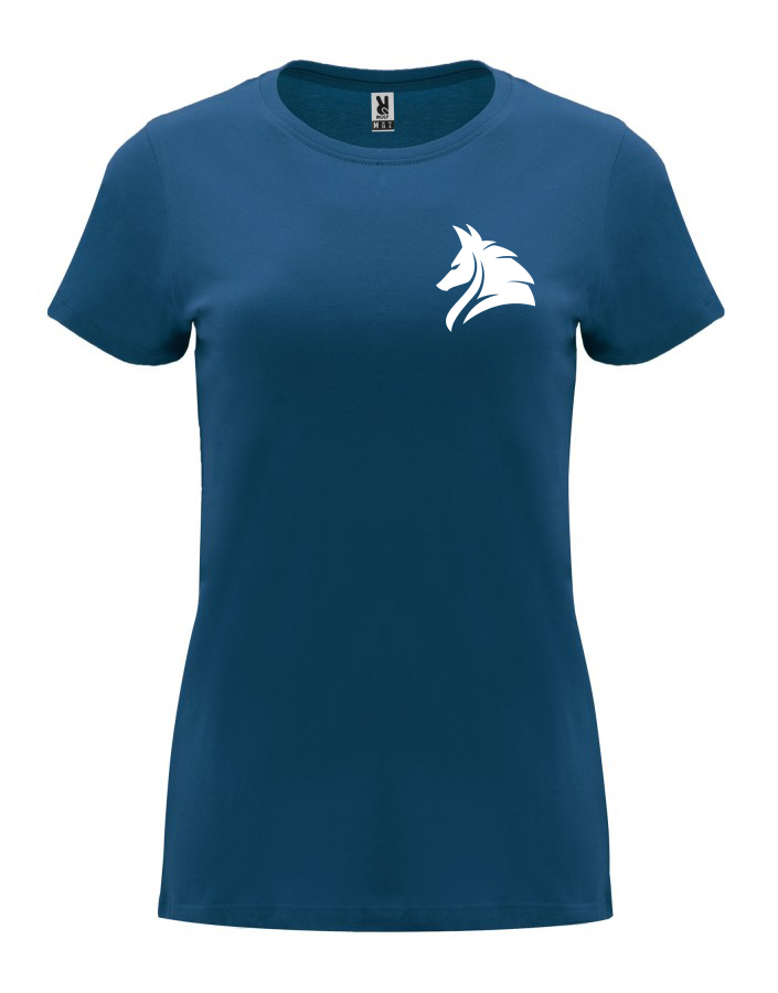 Dámské tričko s potiskem Vlk námořní modrá