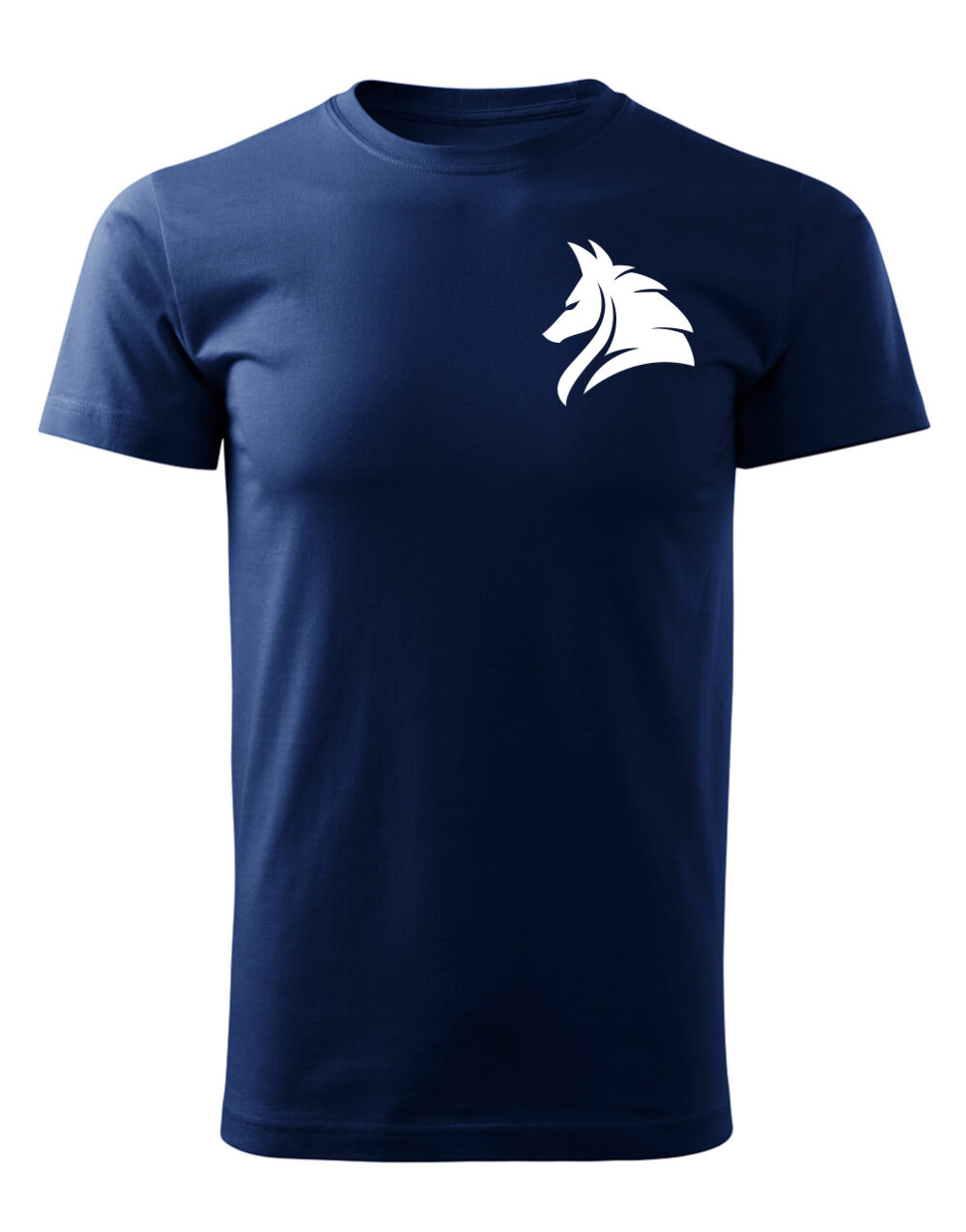 Pánské tričko s potiskem Vlk námořní modrá