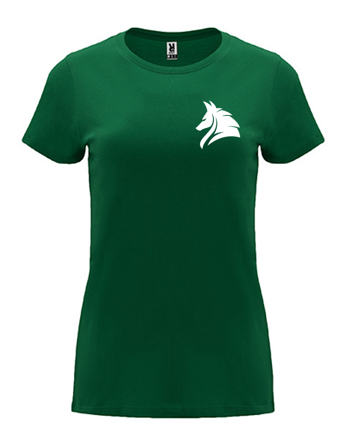 Dámské tričko s potiskem Vlk lahvová zelená