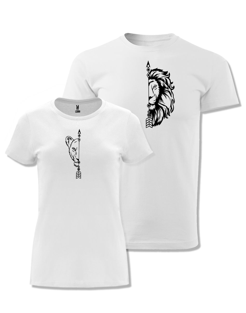 Párová trička s potiskem Lev & Lvice bílá