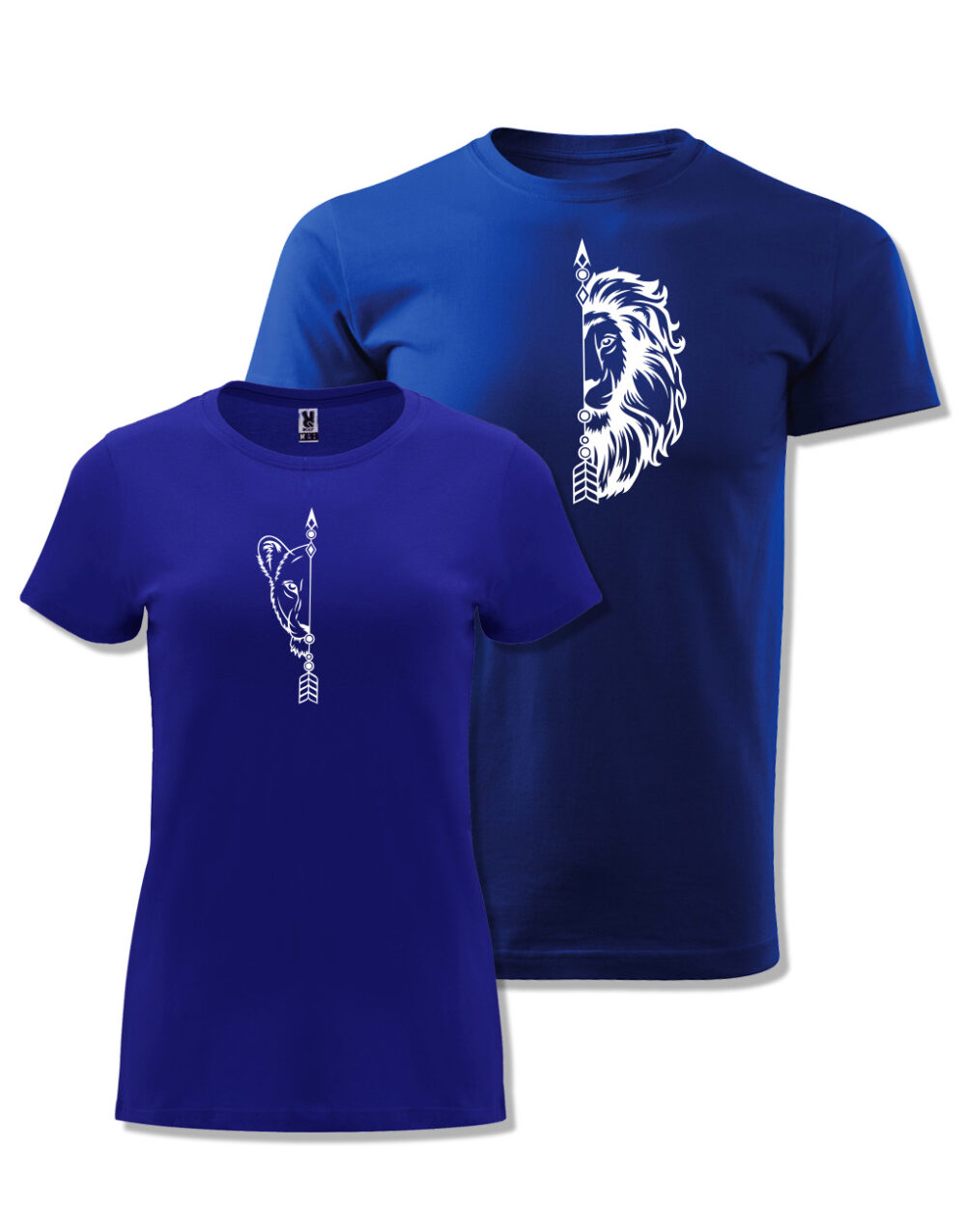 Párová trička s potiskem Lev & Lvice královská modrá