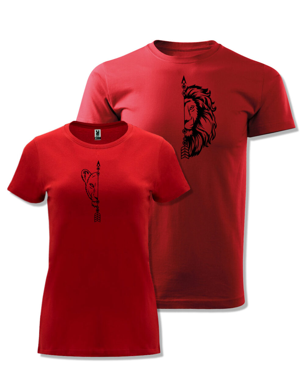 Párová trička s potiskem Lev & Lvice červená