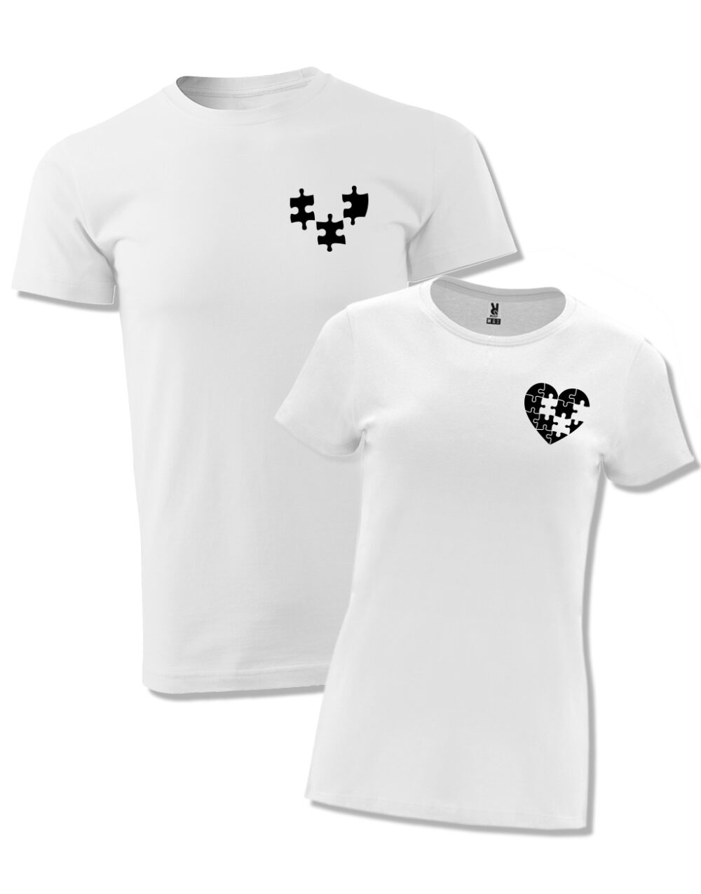 Párová trička s potiskem Puzzle bílá