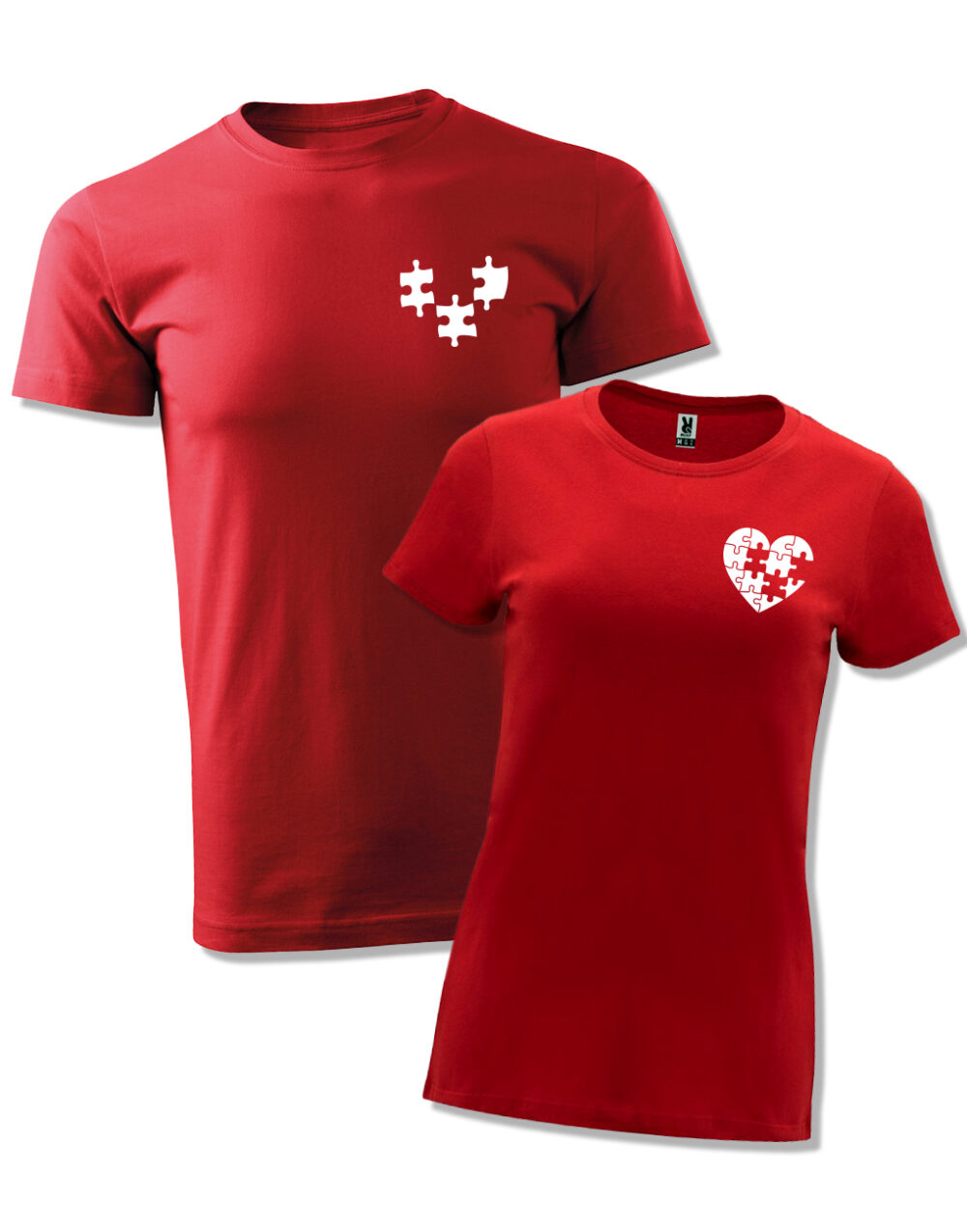 Párová trička s potiskem Puzzle červená