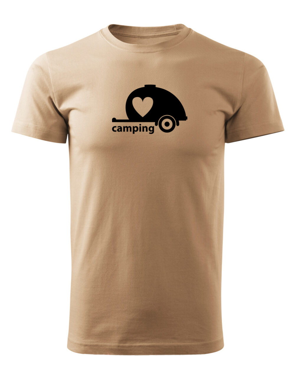 Pánské tričko s potiskem Camping písková