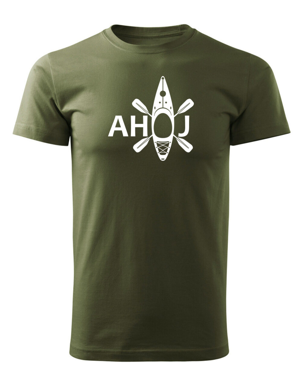 Pánské tričko s potiskem na vodu Ahoj vojenská zelená
