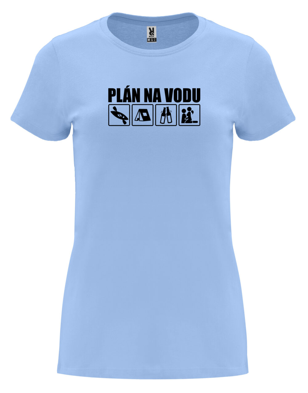 Dámské tričko s potiskem Plán na vodu nebesky modrá