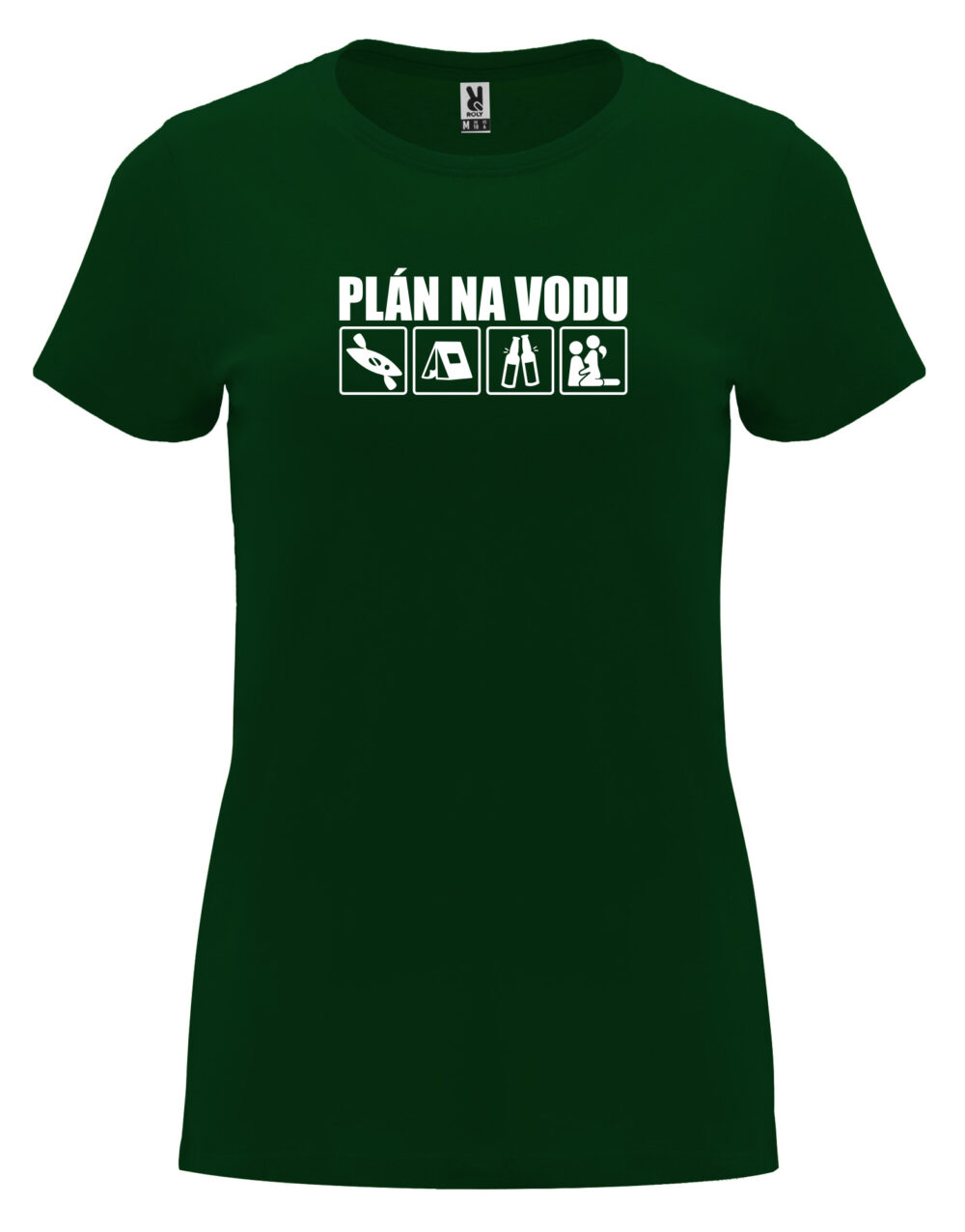 Dámské tričko s potiskem Plán na vodu lahvově zelená