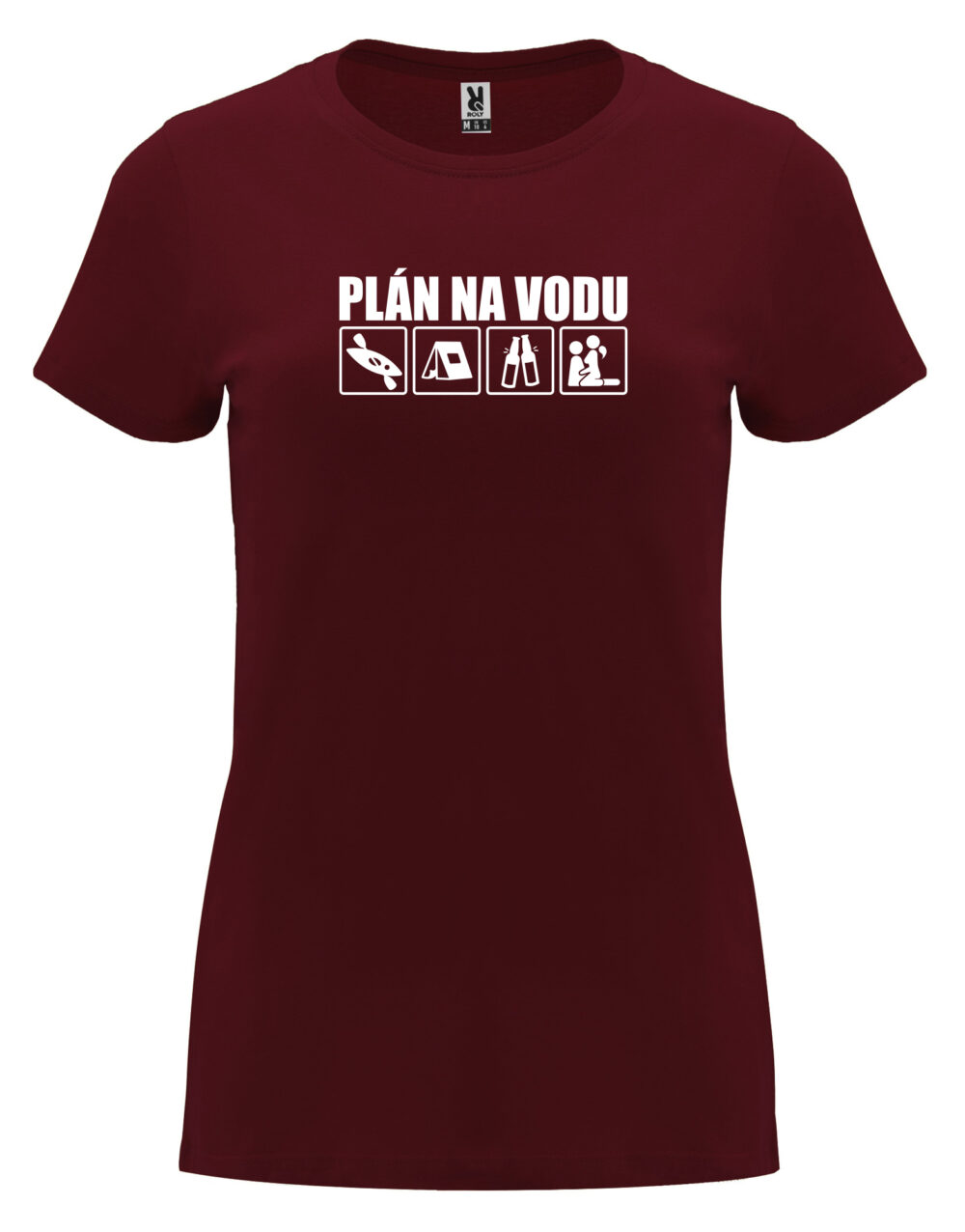 Dámské tričko s potiskem Plán na vodu granátová