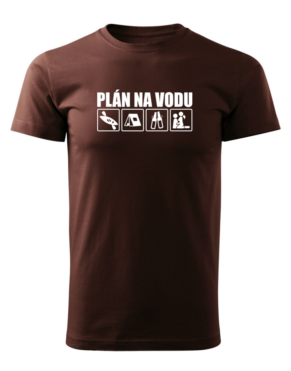 Pánské tričko s potiskem Plán na vodu čokoládová