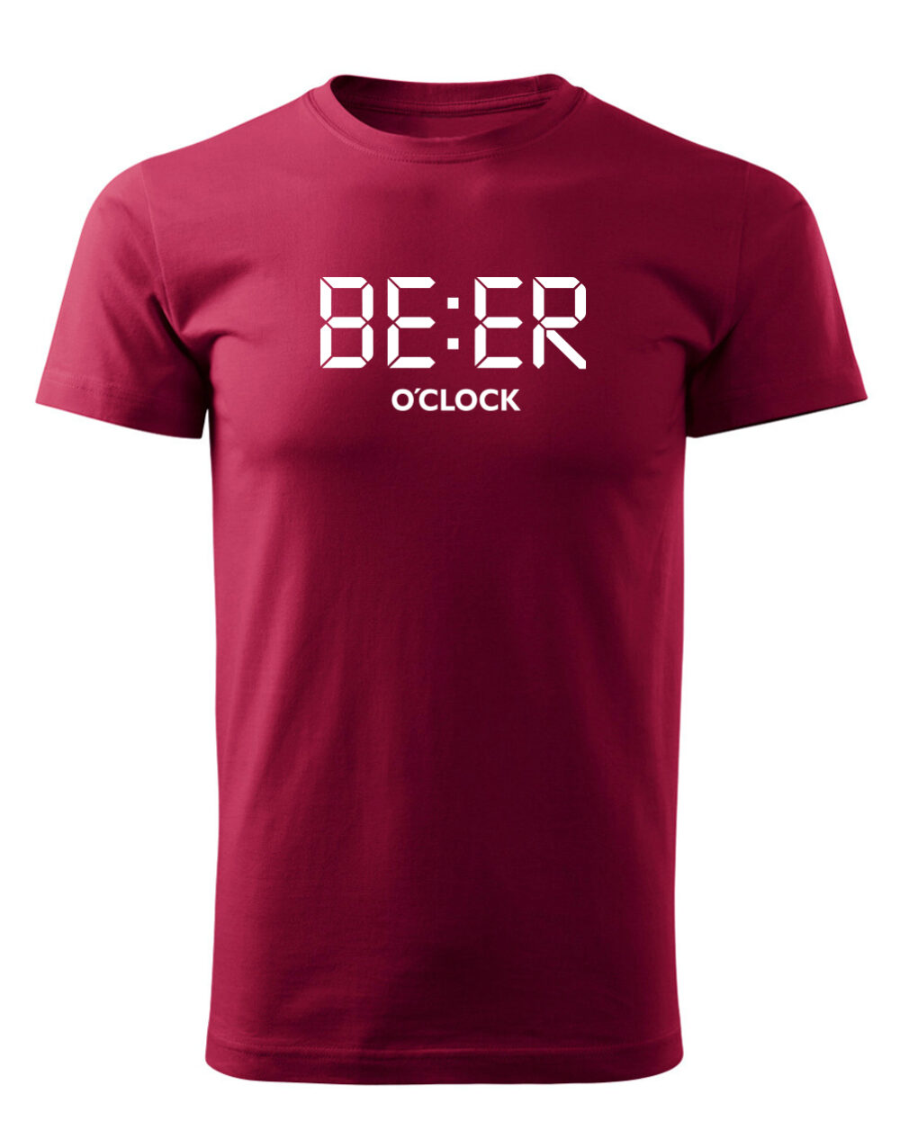 Pánské tričko s potiskem Beer O´ Clock granátová