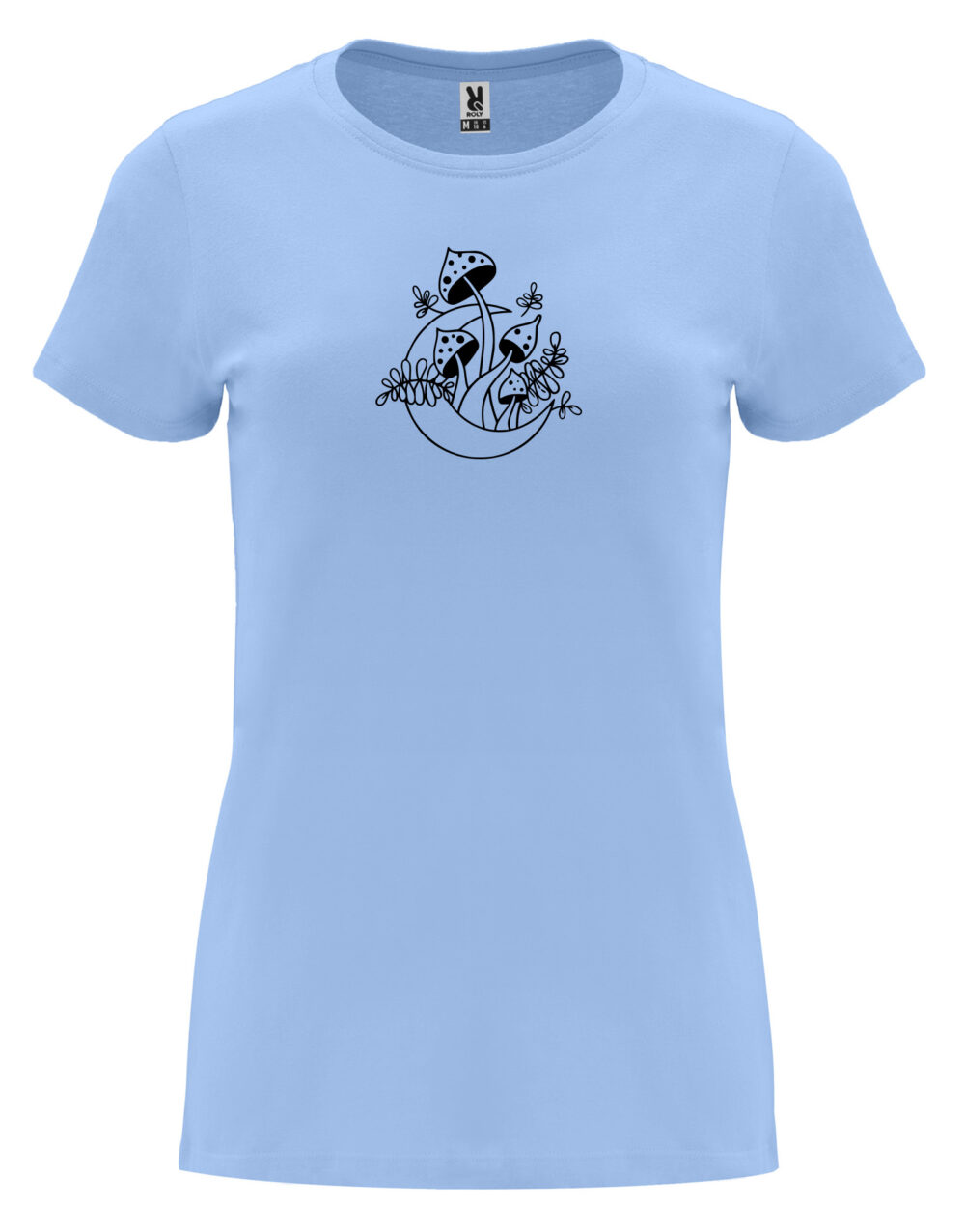 Dámské tričko s potiskem Houbičky nebesky modrá