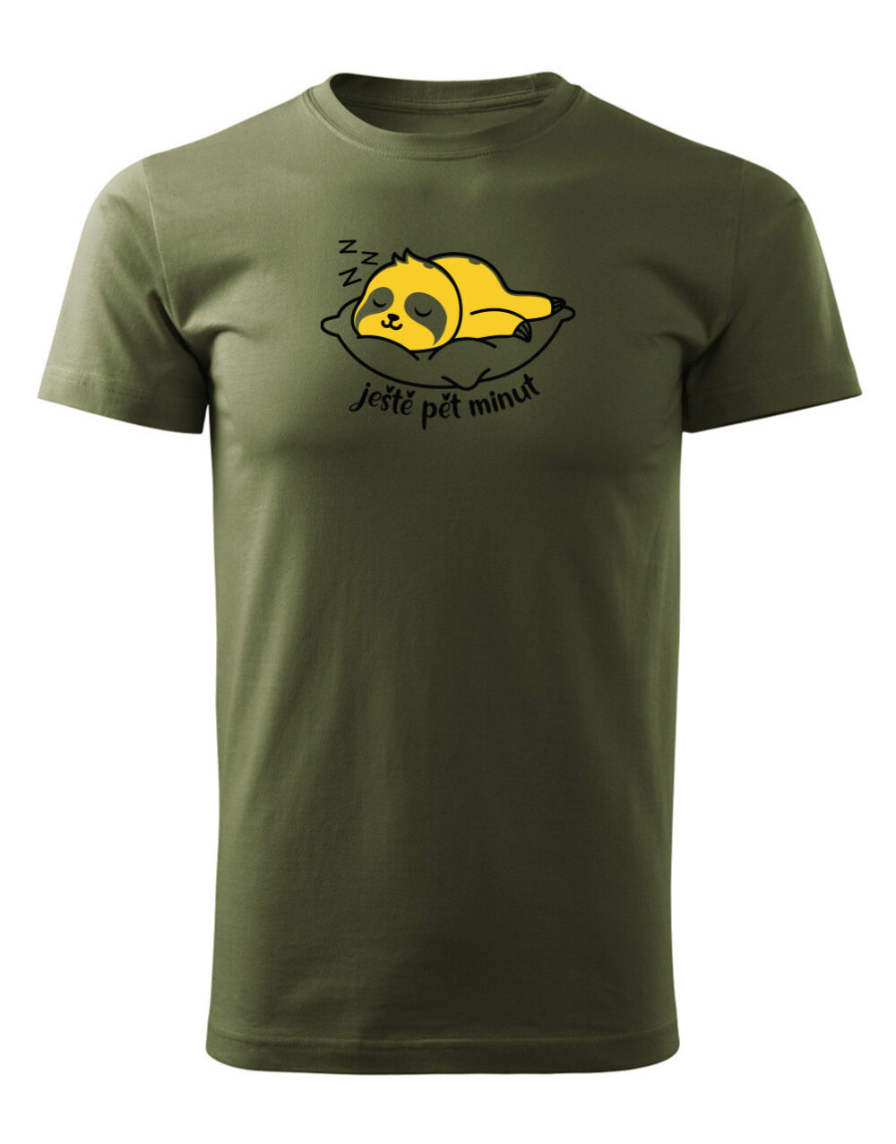 Pánské tričko s potiskem Ještě pět minut vojenská zelená