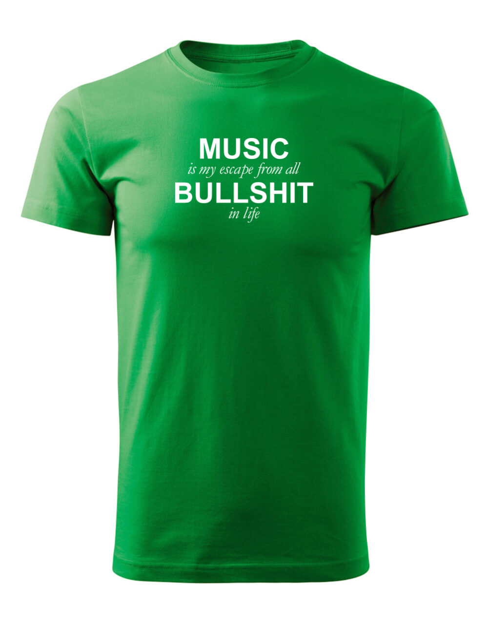 Pánské tričko s potiskem Music is my escape světle zelená
