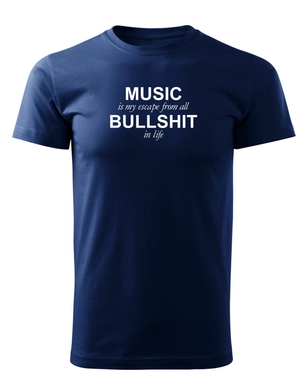 Pánské tričko s potiskem Music is my escape námořní modrá