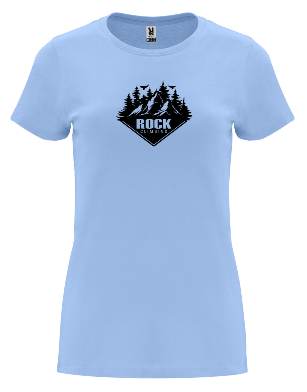 Dámské tričko s potiskem Rock climbing nebesky modrá