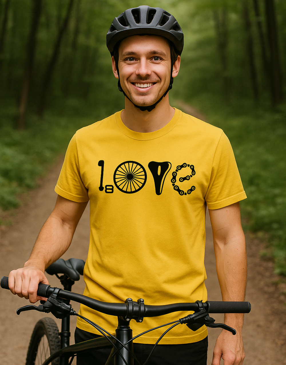 Pánské tričko s potiskem Bicycle Love žlutá