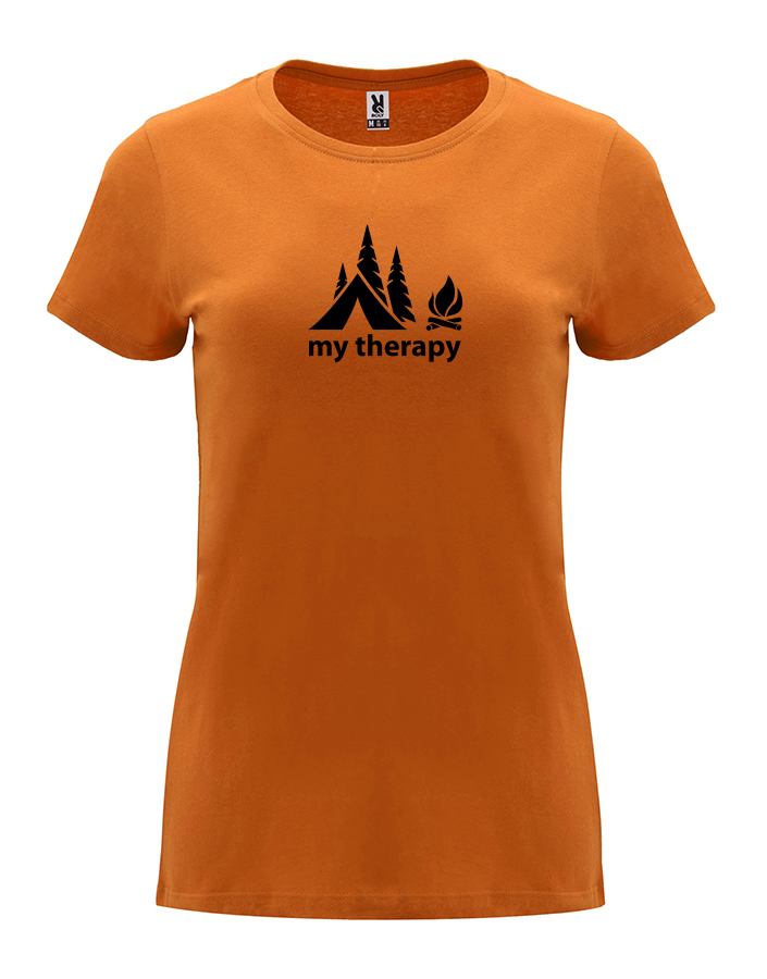 Dámské tričko s potiskem My therapy oranžová