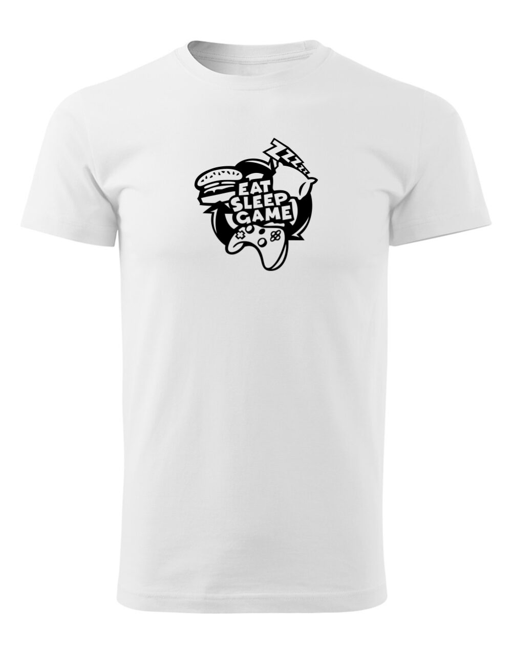 Pánské tričko s potiskem Eat Sleep Game Repeat bílá