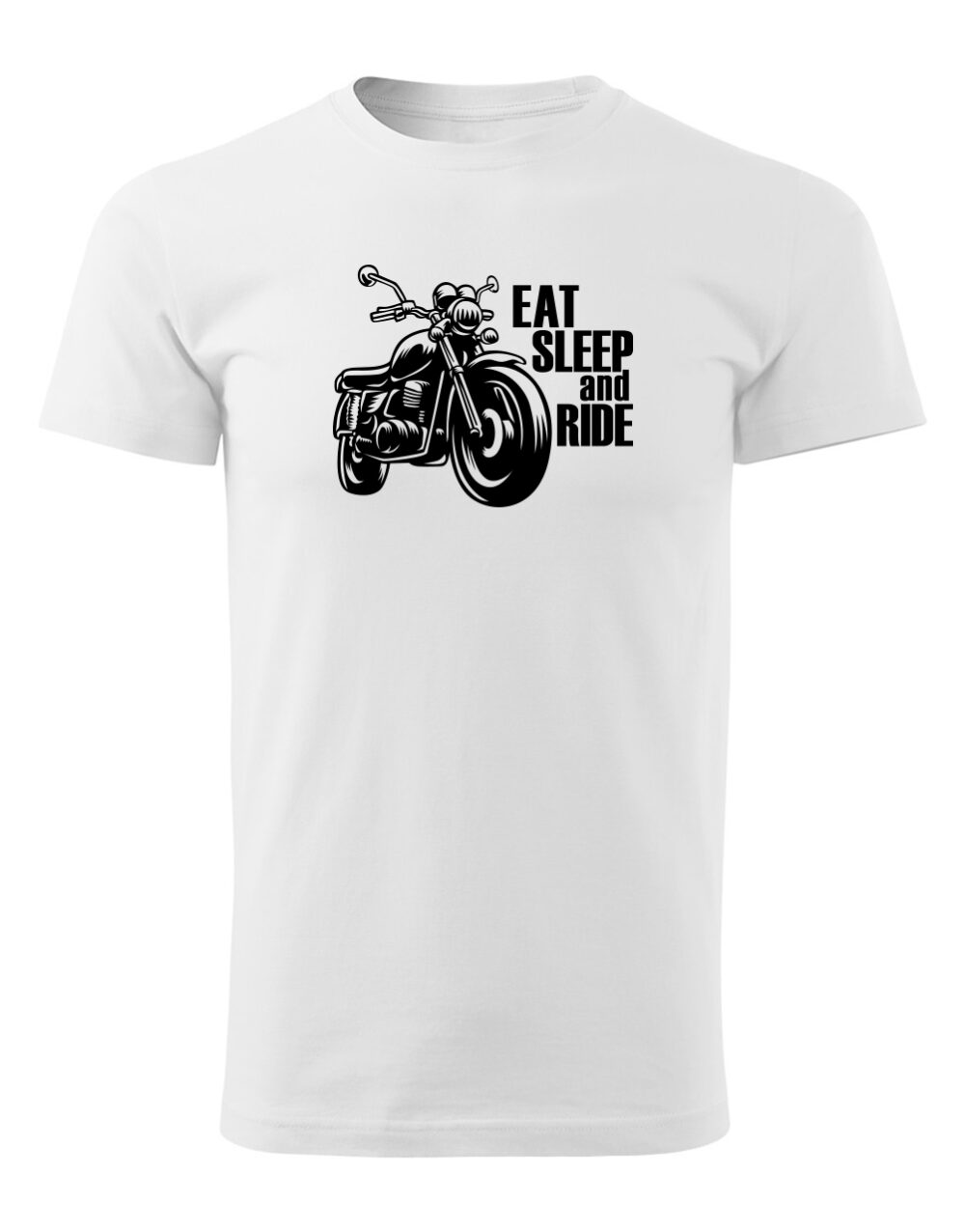 Pánské tričko s potiskem Eat sleep and ride bílá