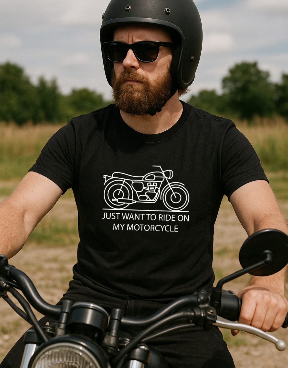 Pánské tričko s potiskem Just ride motorcycle černá