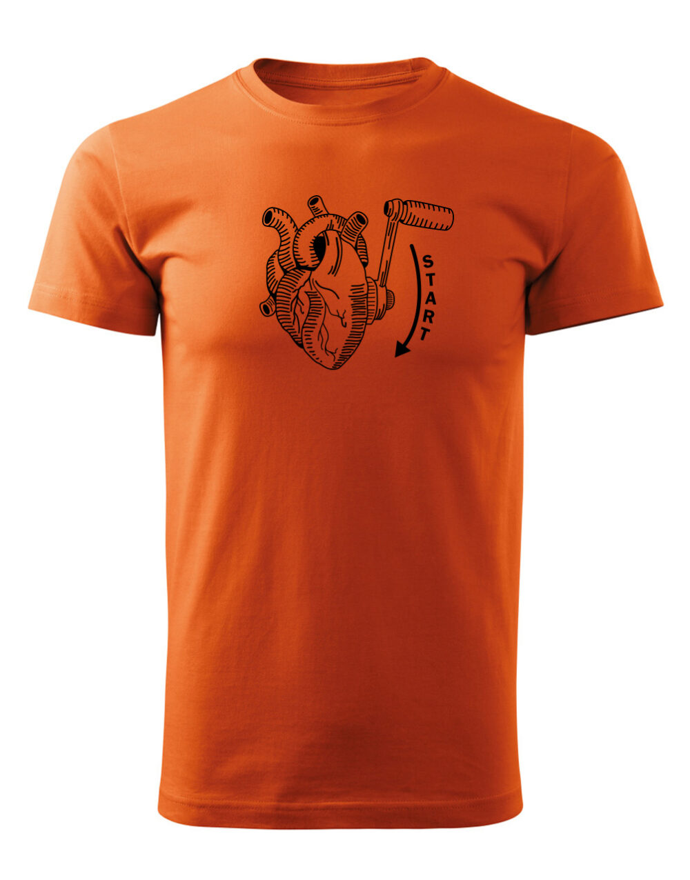 Pánské tričko s potiskem Start moto heart oranžová
